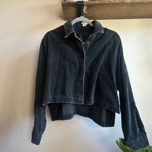 Cropped corduroy Button Down Shirt Shacket